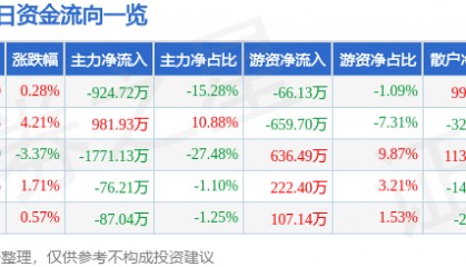 股票行情快报：隆基机械（002363）2月20日主力资金净卖出924.72万元