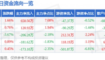 股票行情快报：南京新百（600682）2月20日主力资金净买入650.56万元