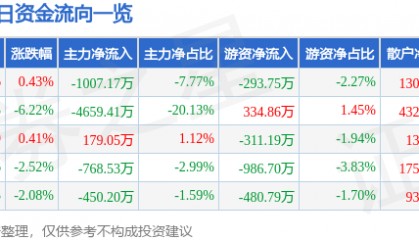 股票行情快报：南京新百（600682）12月24日主力资金净卖出1007.17万元